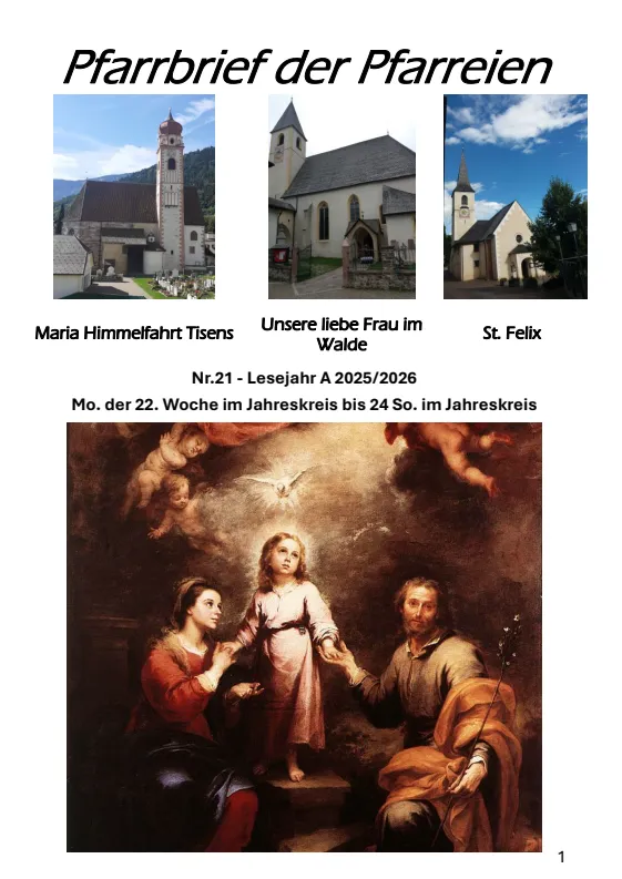 Lettera parrocchiale 31 agosto - 13 settembre 2026