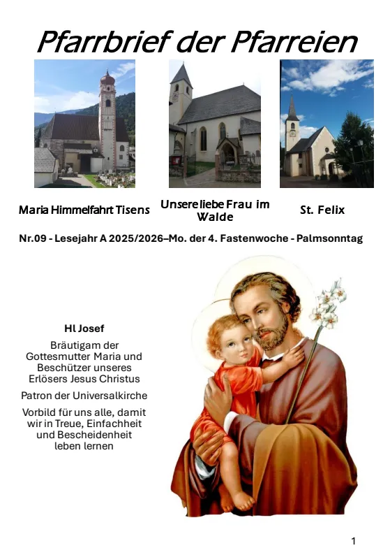 Lettera parrocchiale 16.03. - 29.03.2026